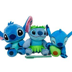 Lilo & Stitch Plush Lot of 3 Stuffed Toys Hula Dancer Avocado & Suction Cup Toy